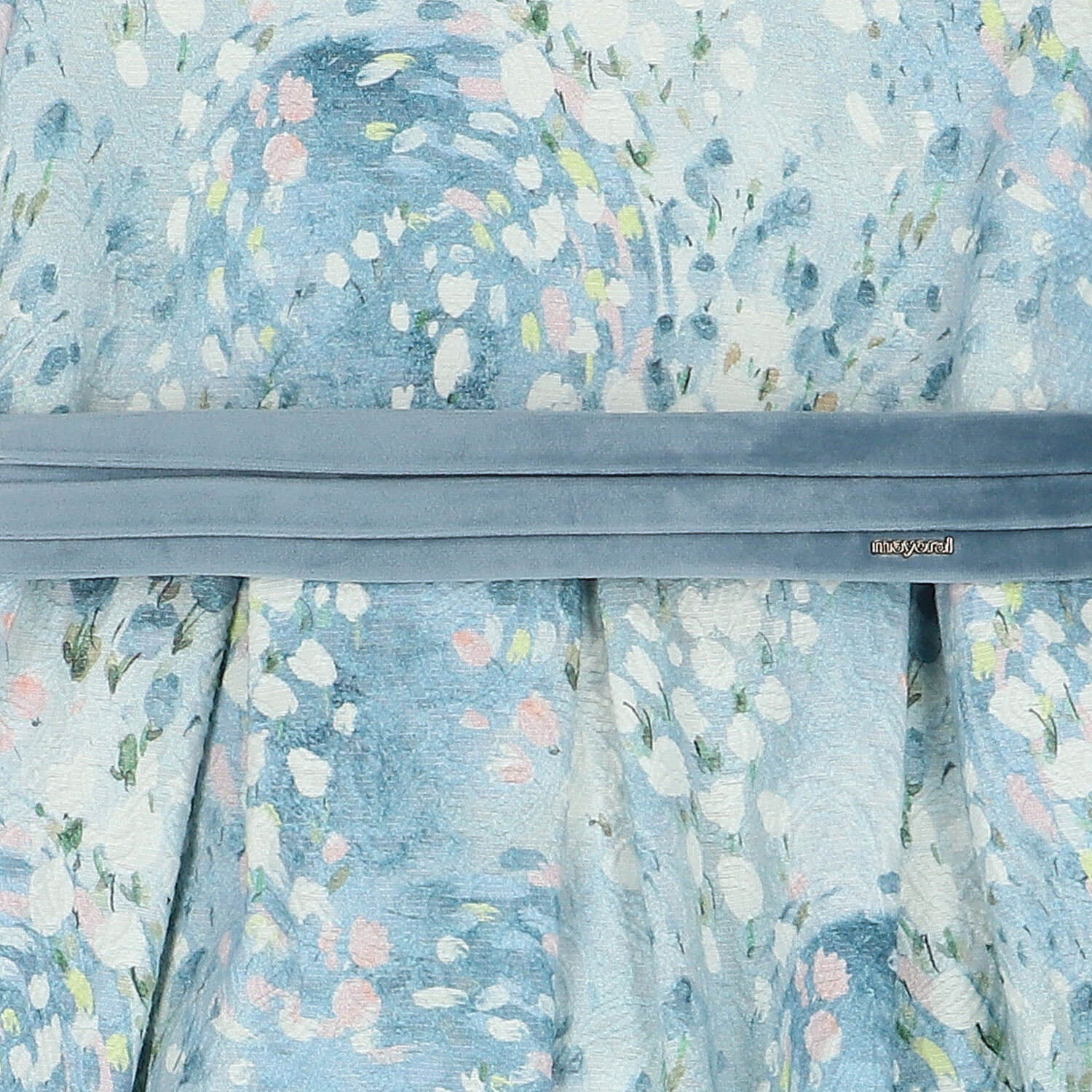 Girls Blue Floral Jacquard Dress, 1, hi-res